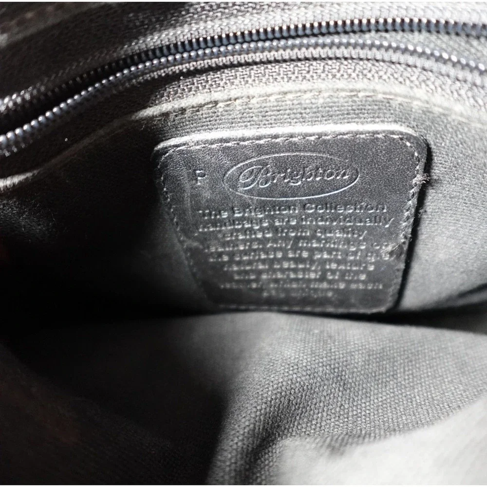Brighton Vintage Crossbody Bag Black Brown Croc Embossed‎ Leather Heart Hardware